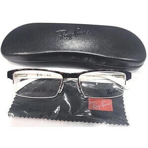 Ray Ban RB7012 2488 Dark Tortoise White Half Rim Eyeglasses 53-17 140 Case Cloth